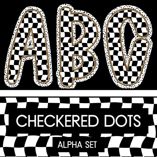 Checkered Dots - Uppercase, Lowercase, 0-9
