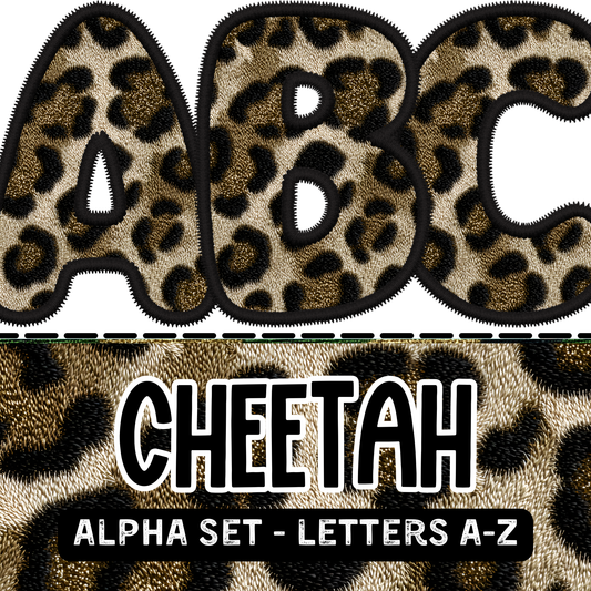 Cheetah- Embroidered Alpha Set (Capital Letters Only)