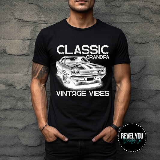 Classic Grandpa, Vintage Vibes *Black and White Files* - PNG
