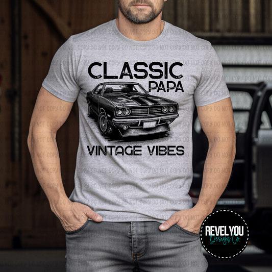 Classic Papa, Vintage Vibes *Black and White Files* - PNG