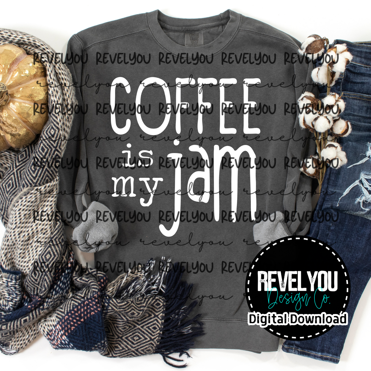 Coffee Is My Jam White - PNG