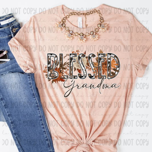 Cowhide Blessed Grandma - PNG