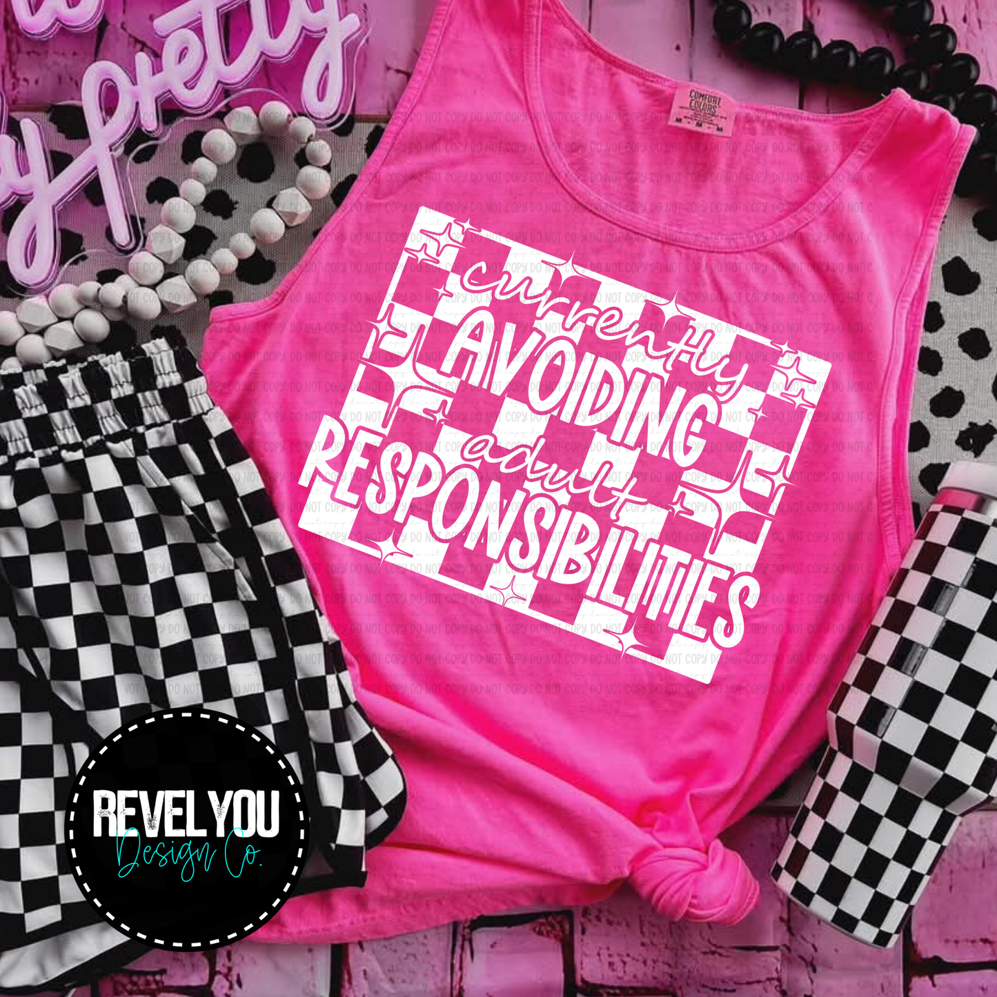 Currently Avoiding Adult Responsibilities Black/White Set - PNG