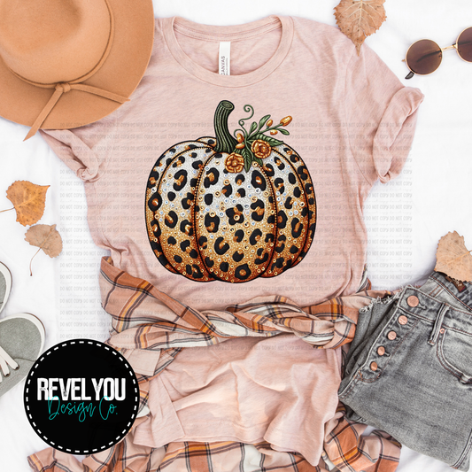 Embroidered Leopard Pumpkin  - PNG