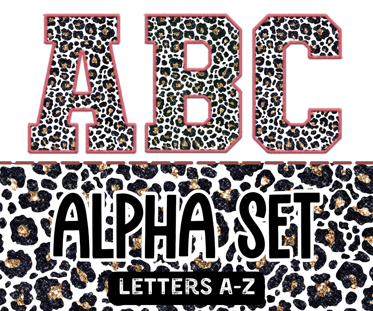 Varsity Embroidery Alpha - Rose Gold Black Leopard