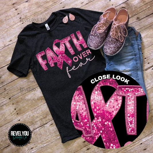 Faith Over Fear BC Faux Embroidery Sequin Look - PNG