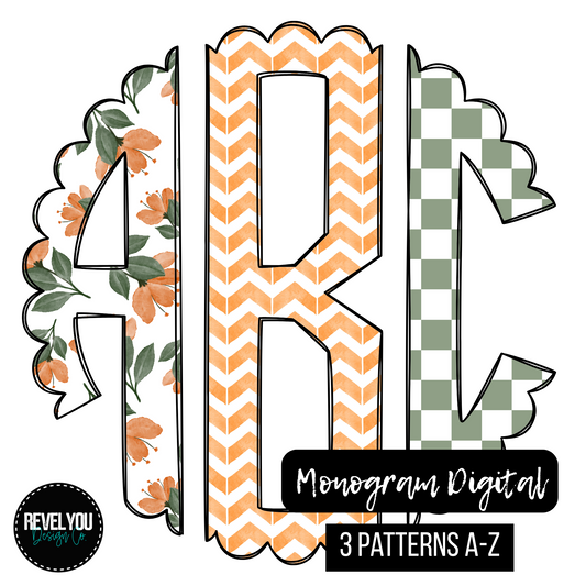 Fall Blossom Monogram Set - Individual PNGS