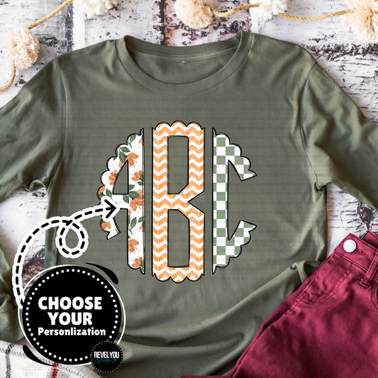 Fall Blossom Monogram  - Customize Yours - PNG