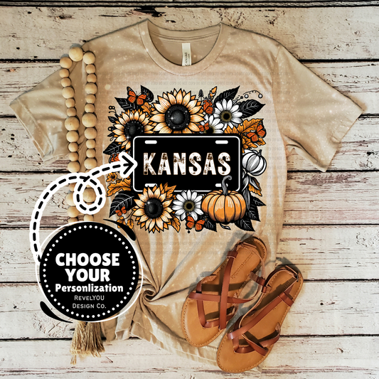 Fall Floral License Plate State - Customize Yours - PNG
