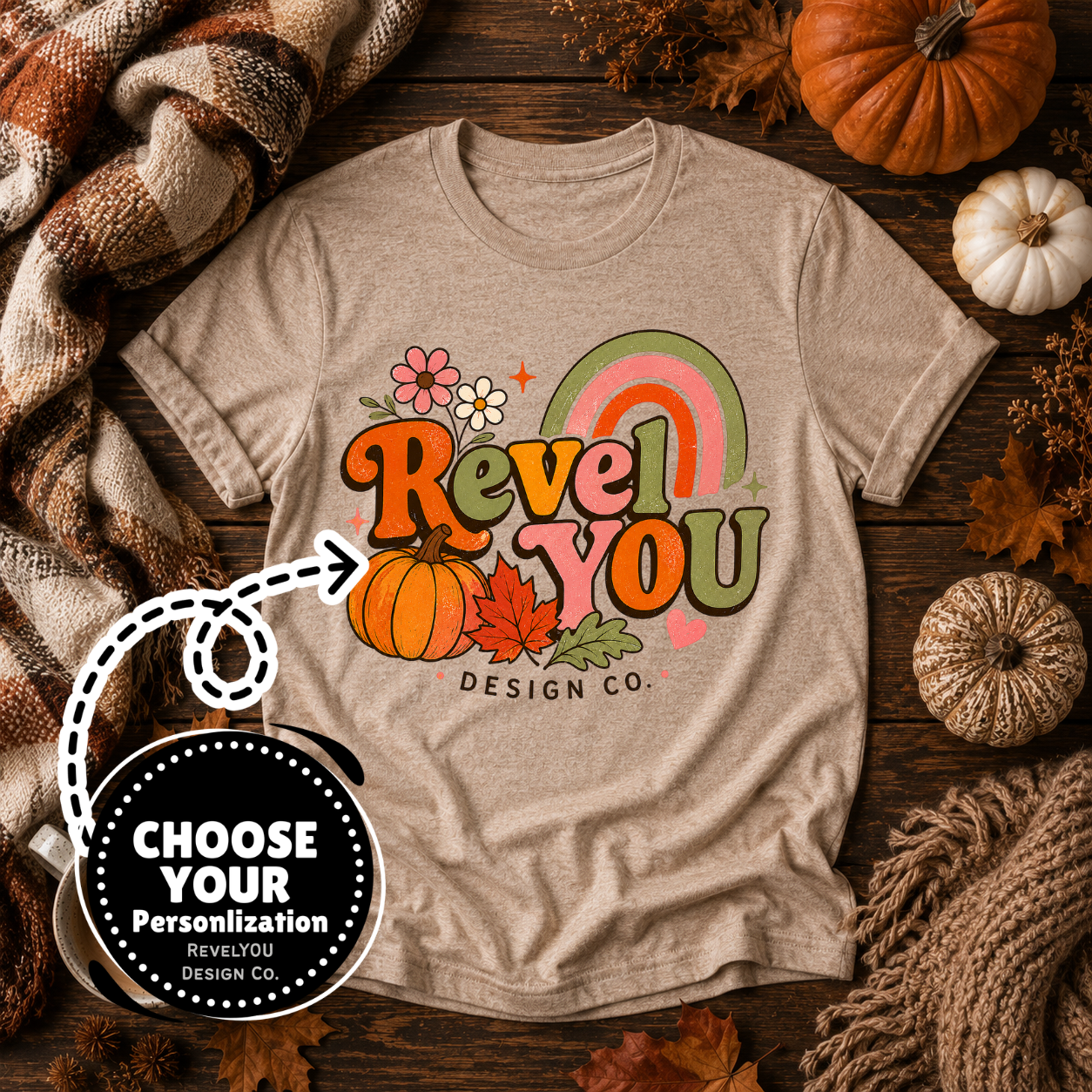 Retro Fall Rainbow Branded Logo - PNG