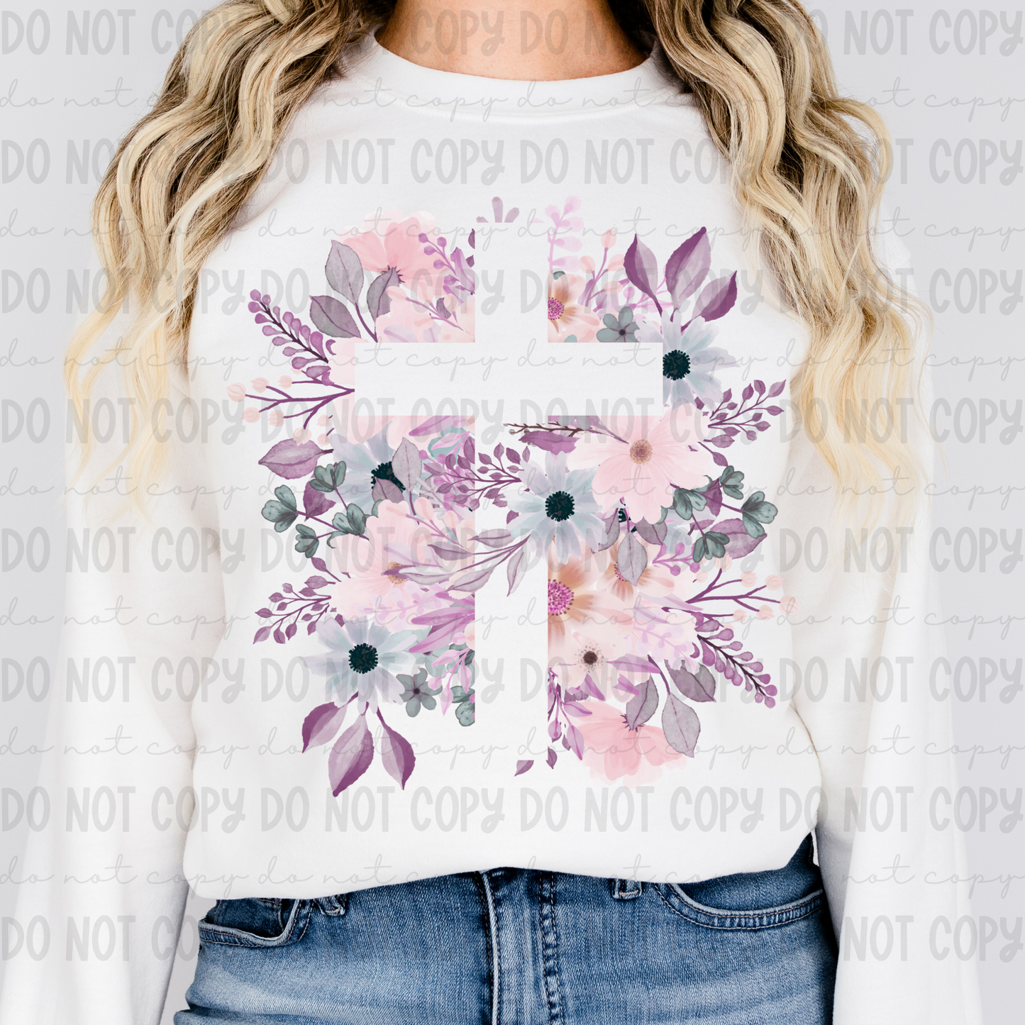 Floral Cut Out Cross - PNG