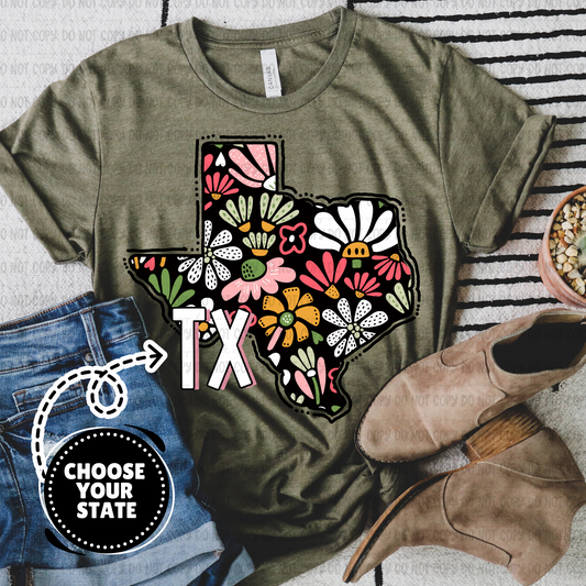 Floral State - Customize Your State - PNG