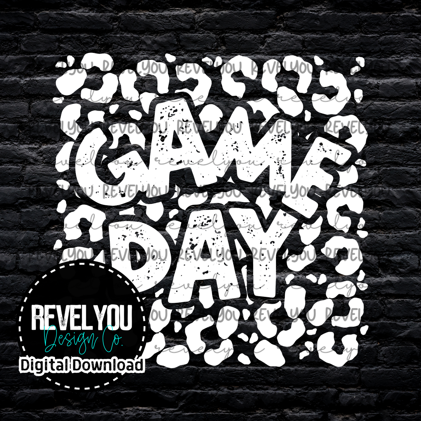 Game Day Leopard Square White - PNG