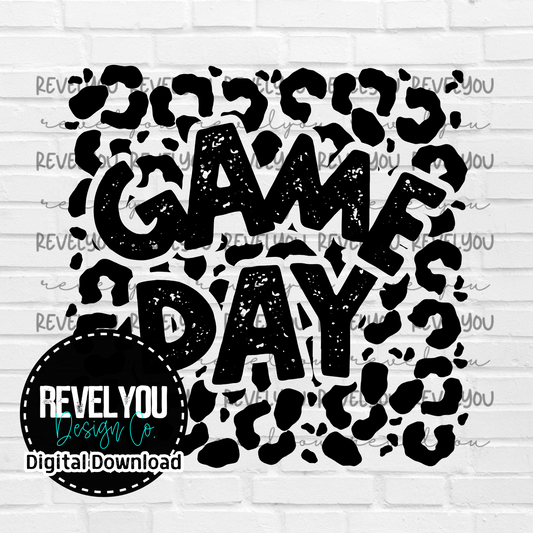 Game Day Leopard Square Black - PNG