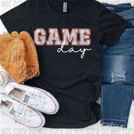 Game Day Faux Glitter White Script 2 - PNG