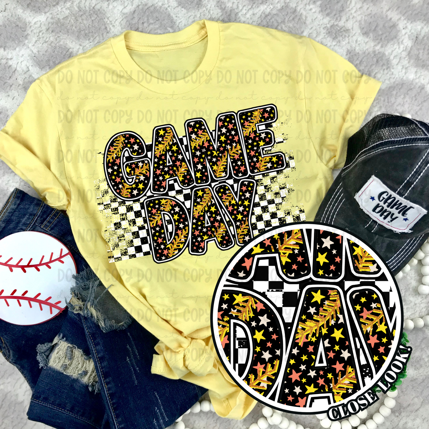 Game Day Checker Star Softball - PNG