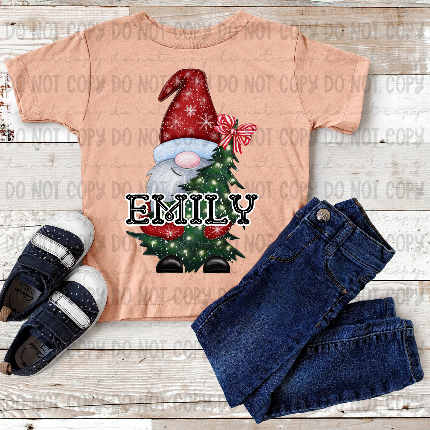 Personalized Christmas Gnome BOW - PNG