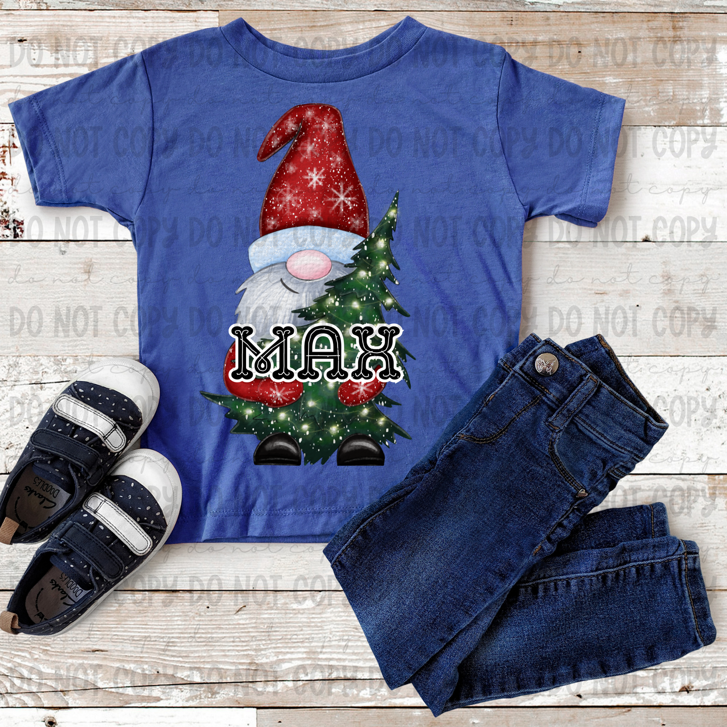 Personalized Christmas Gnome NO BOW - PNG