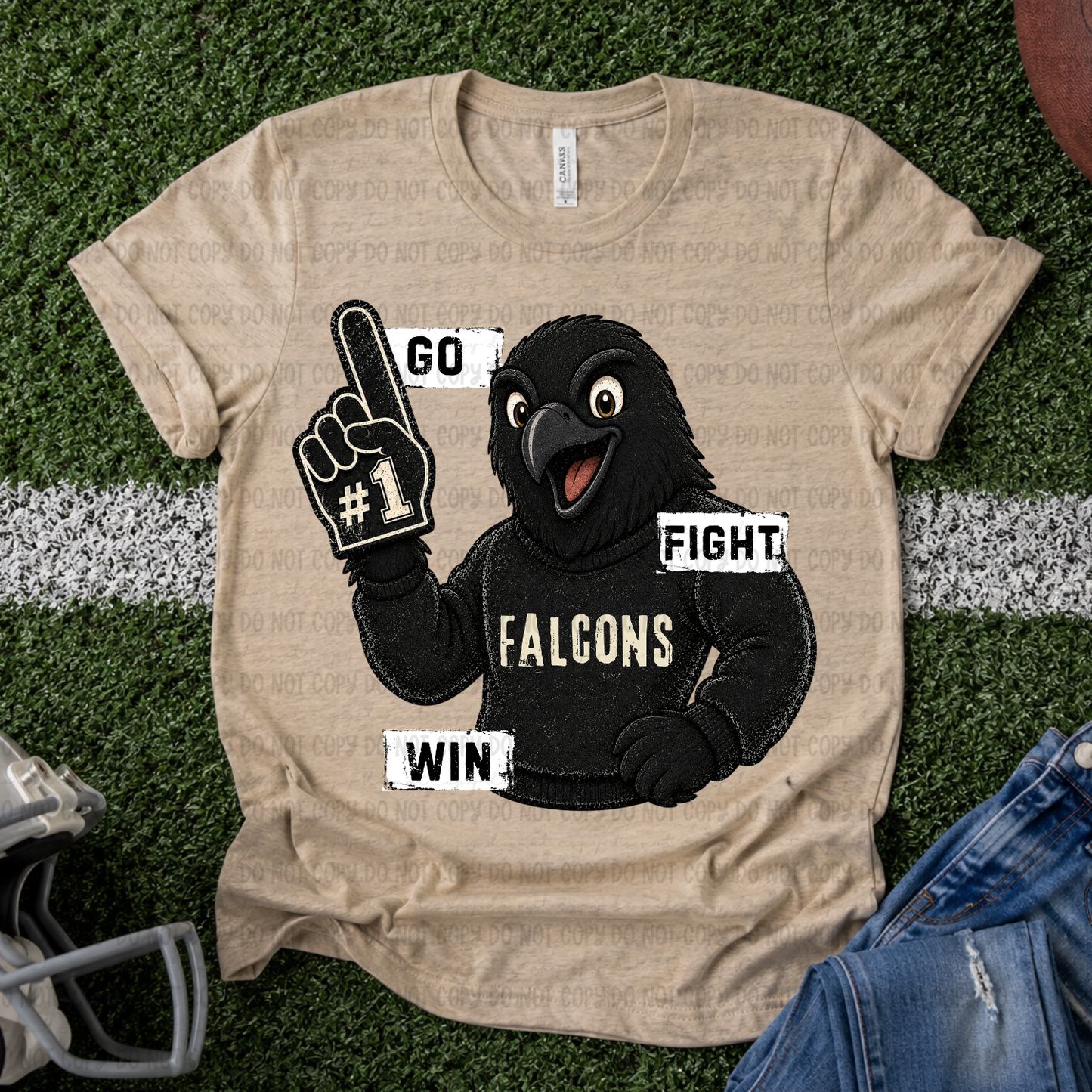 Go Fight Win Falcons Black - PNG
