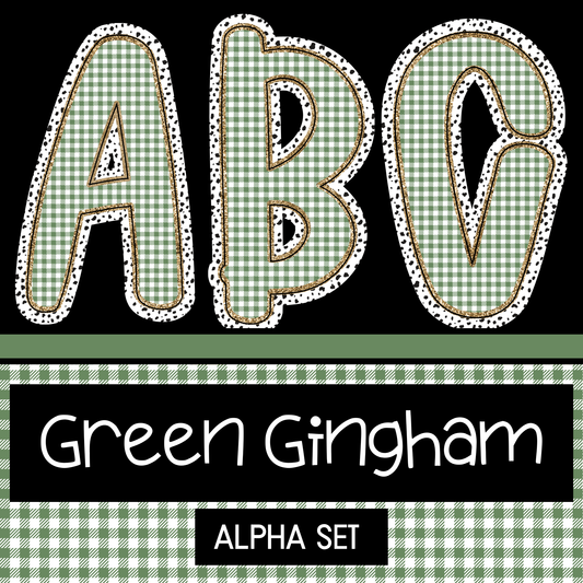 Green Gingham - Uppercase, Lowercase, 0-9