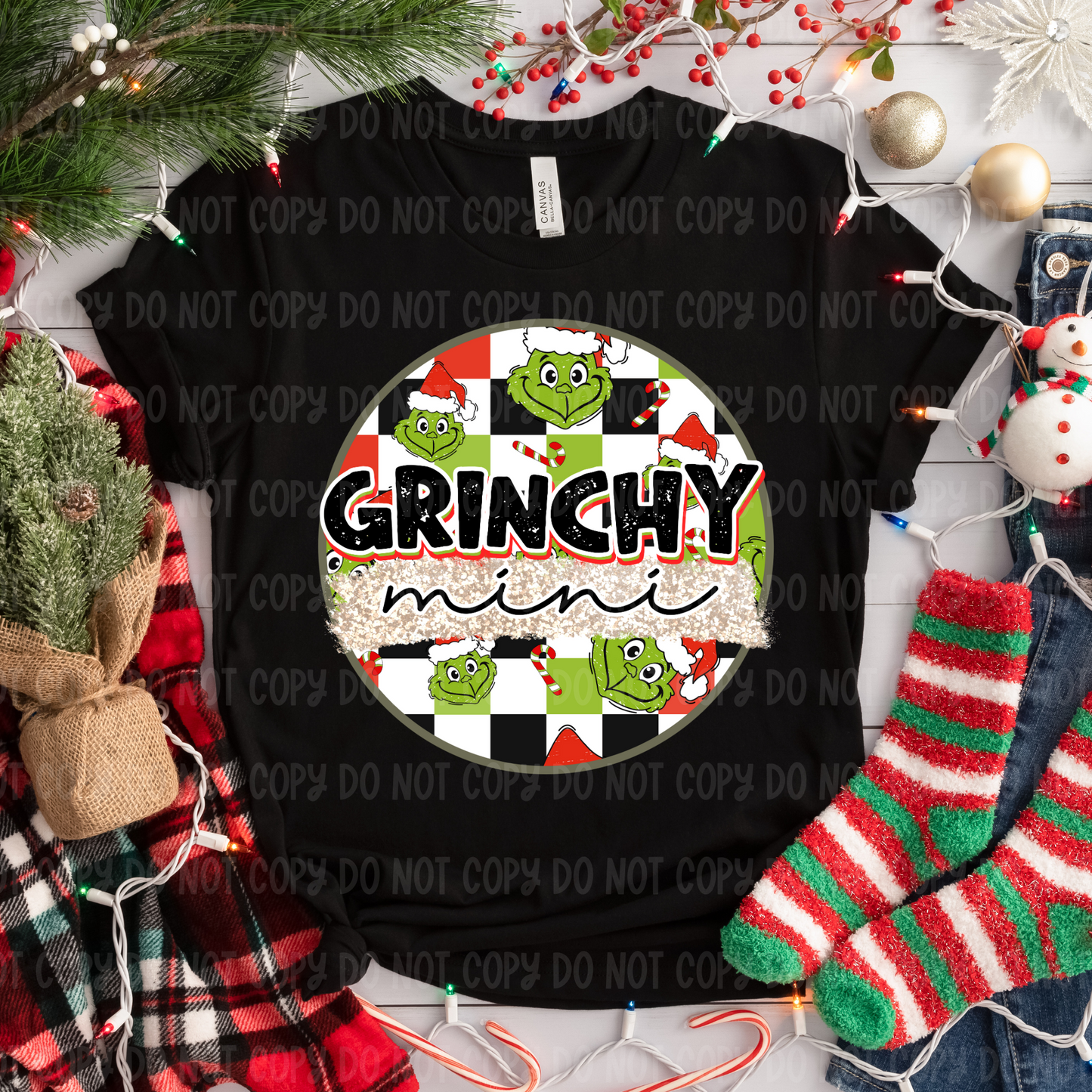 Grinchy Mini Faux Glitter Look - PNG