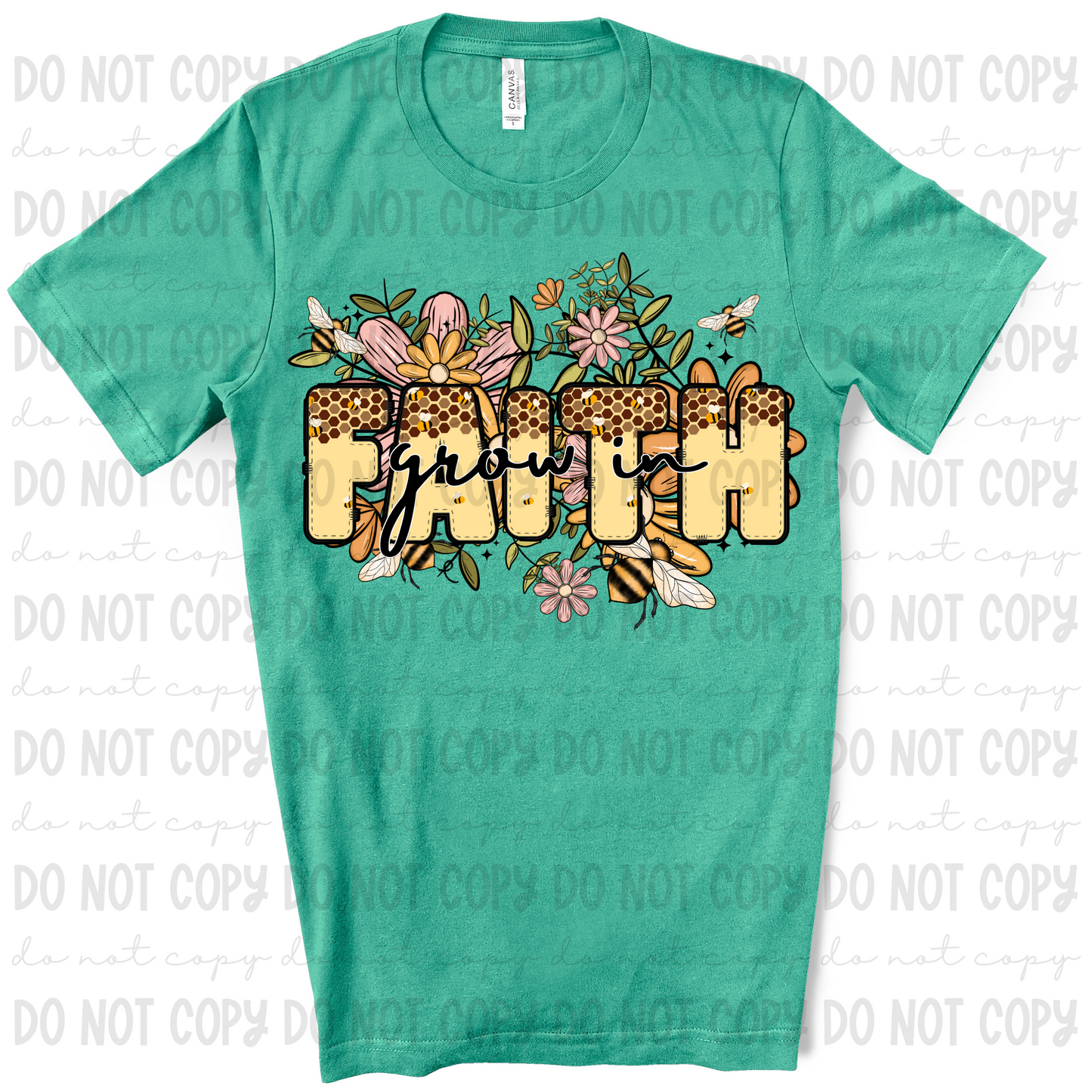 Grow In Faith Bee Floral - PNG