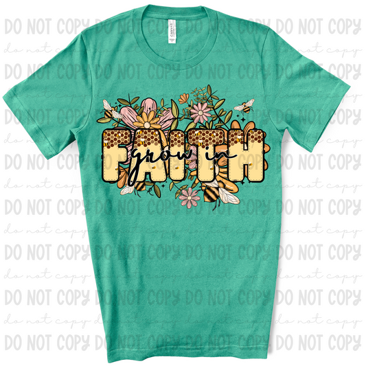 Grow In Faith Bee Floral - PNG