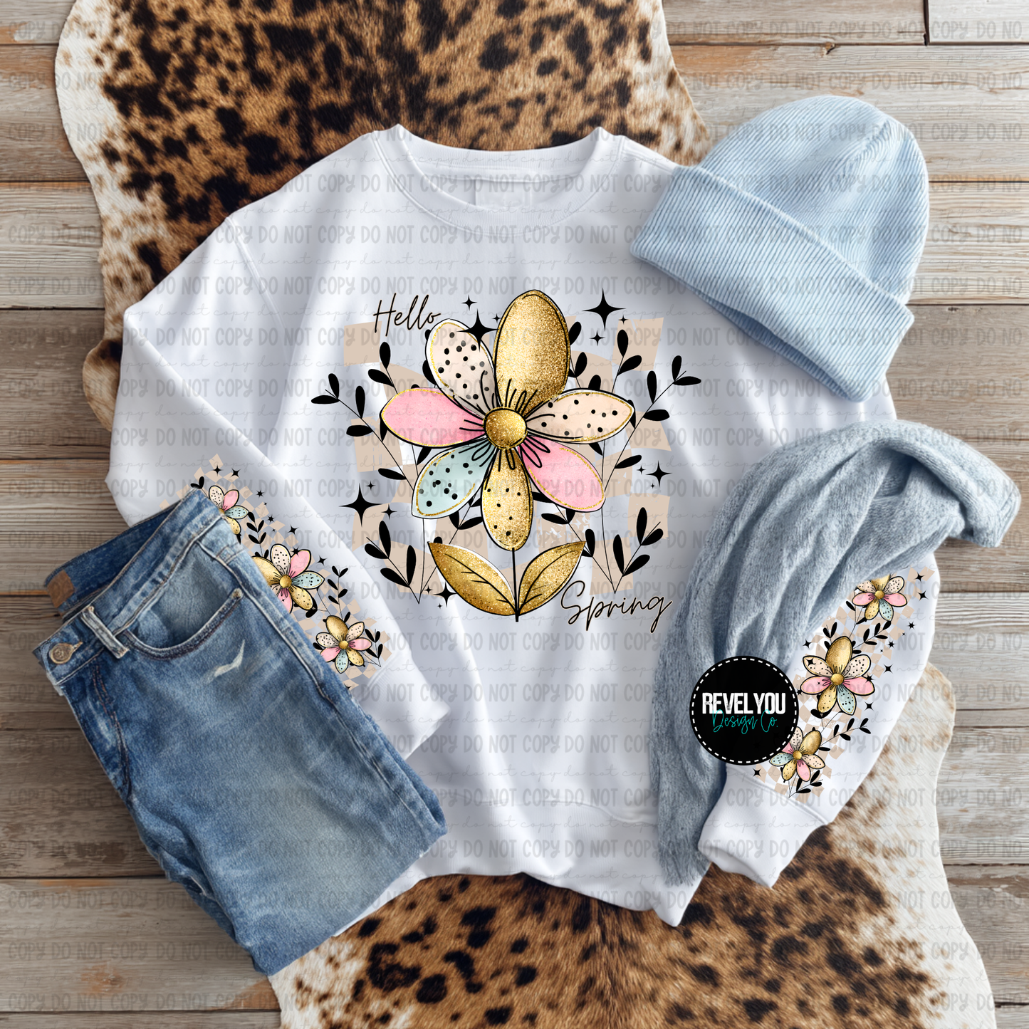 Hello Spring Floral Checker - Sleeve Sold Separately