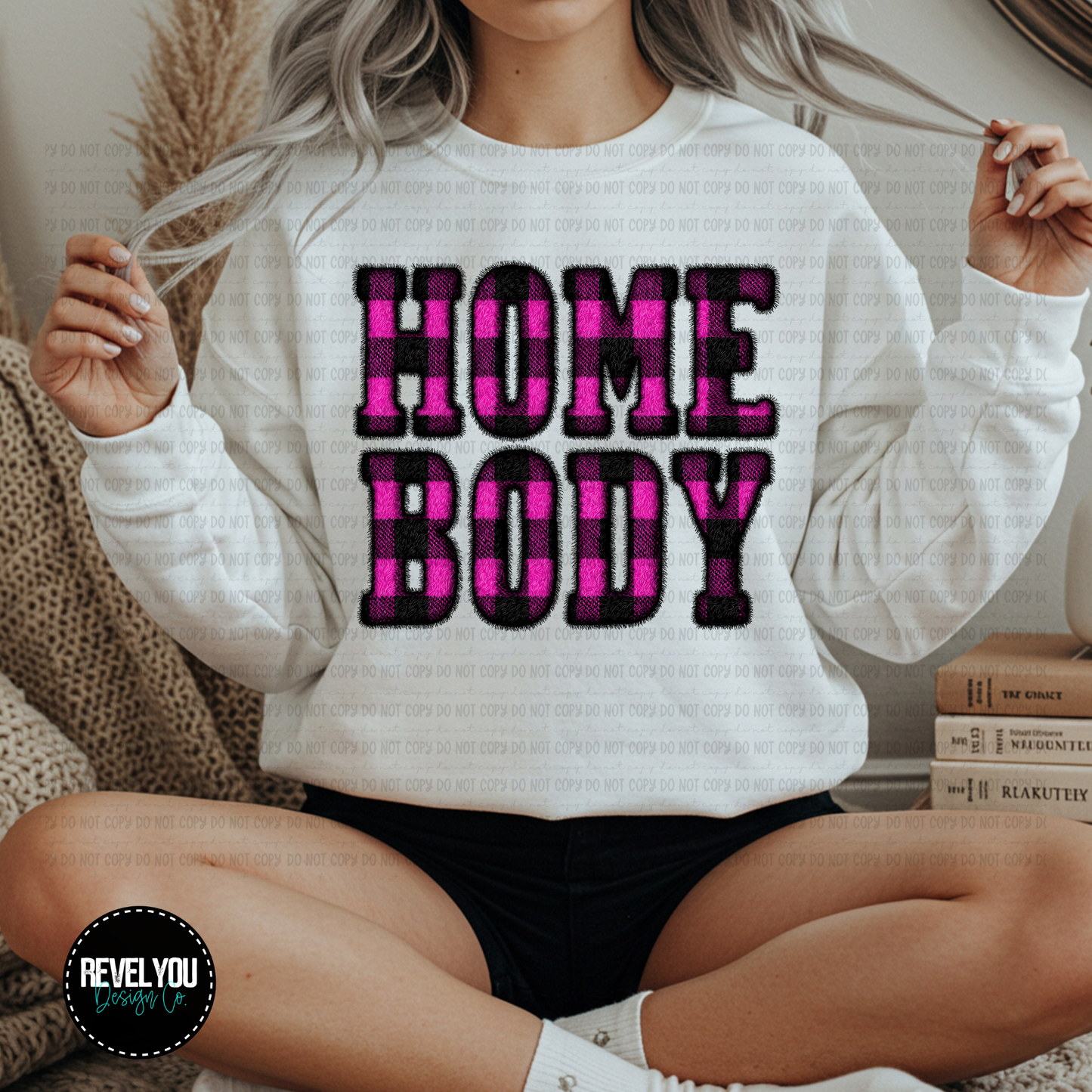 Homebody Pink Faux Applique - PNG