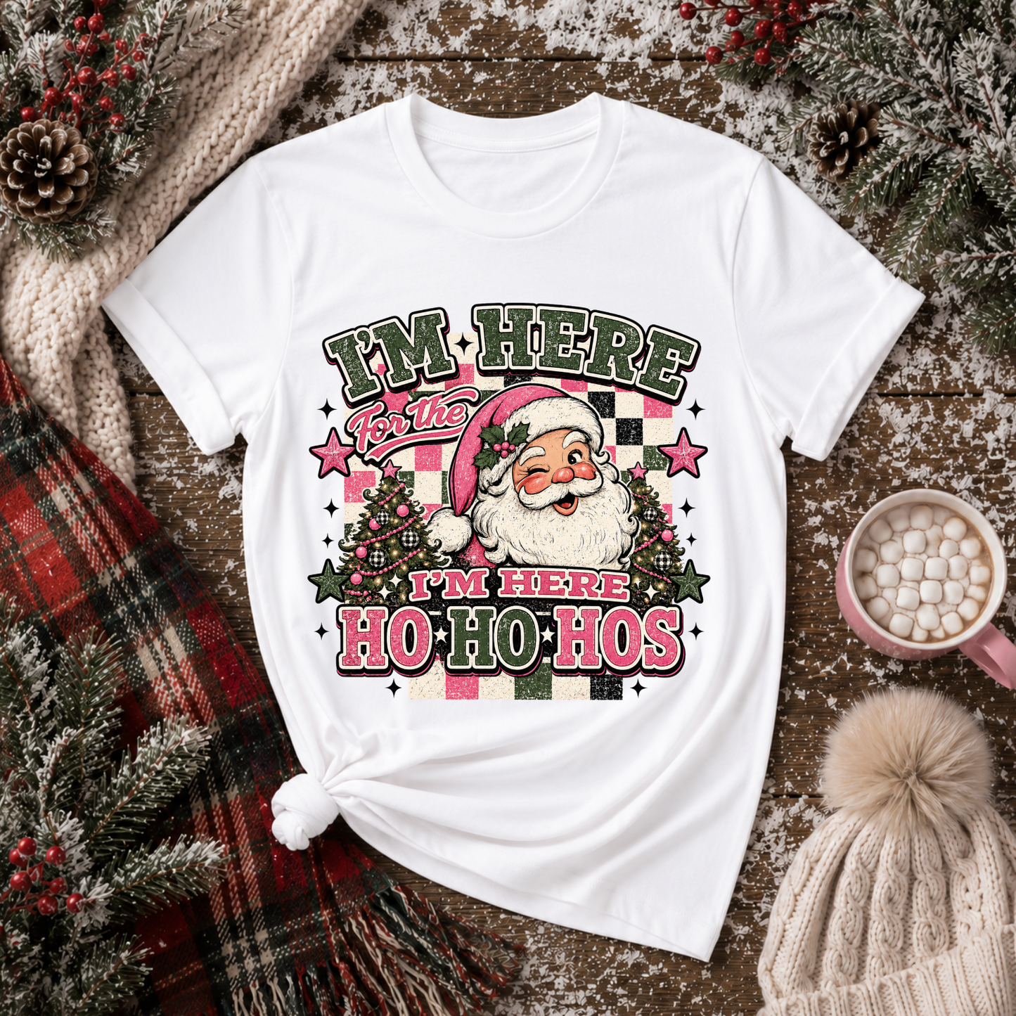 Here For The Ho Ho Hos Pink - PNG