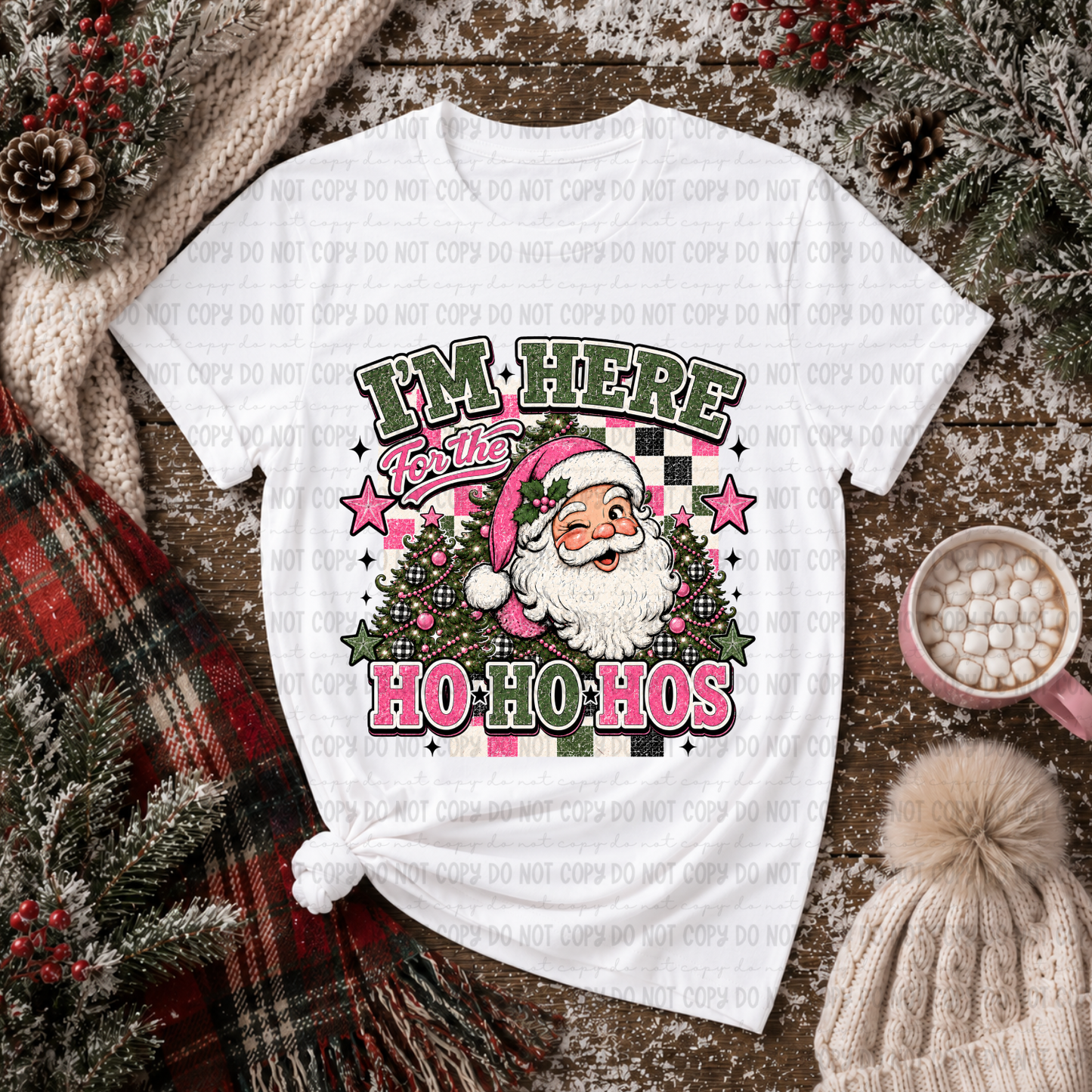 Here For The Ho Ho Hos Pink - PNG