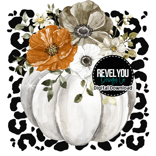 Floral Pumpkin Black Leopard - PNG