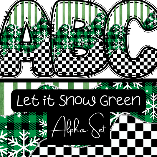Let It Snow Green Alpha Set - A-Z Upper Case + 0-9