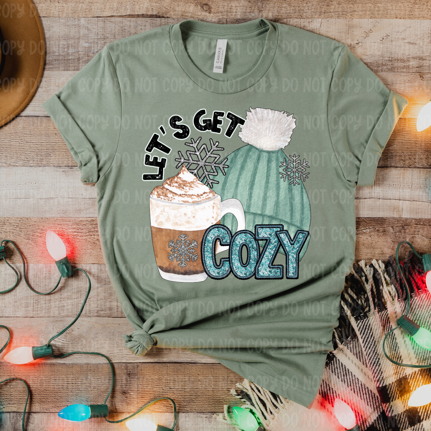Let's Get Cozy Faux Embroidery Glitter