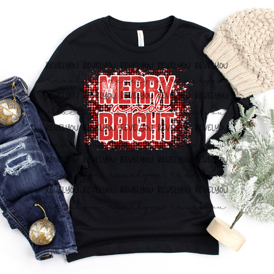 Merry & Bright Red Faux Sequin Look - PNG