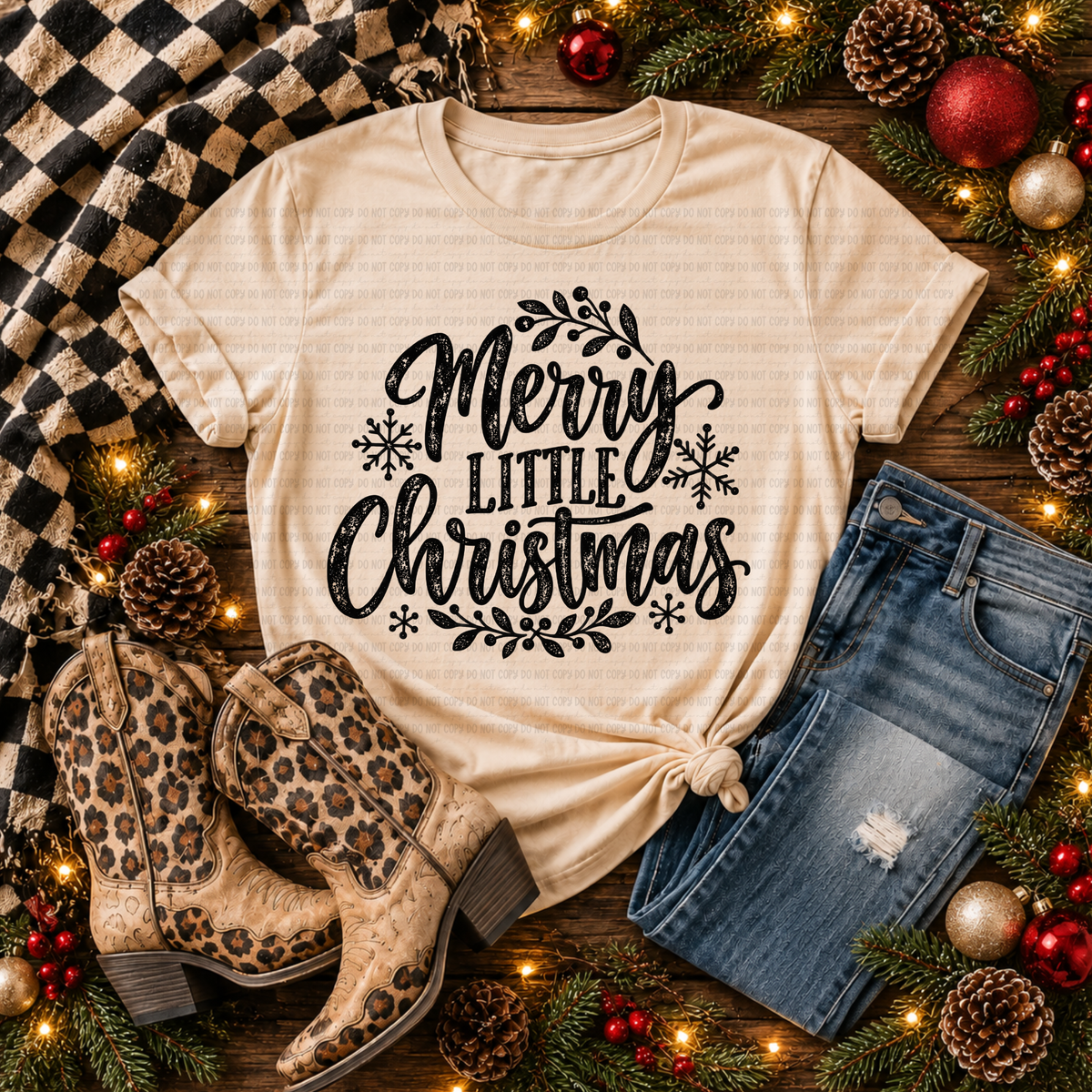 Merry Little Christmas Black/White - PNG