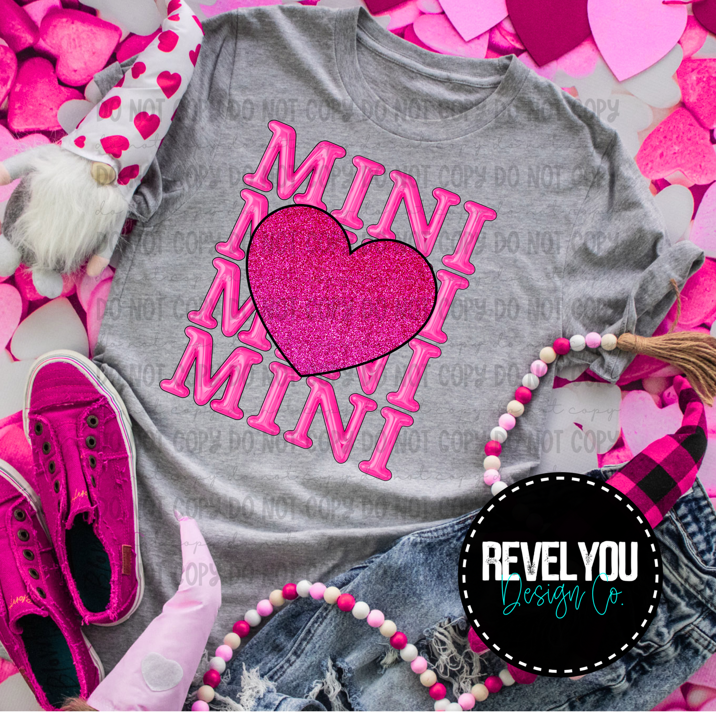 Mini Bubble Stack Glitter Heart Pink - PNG