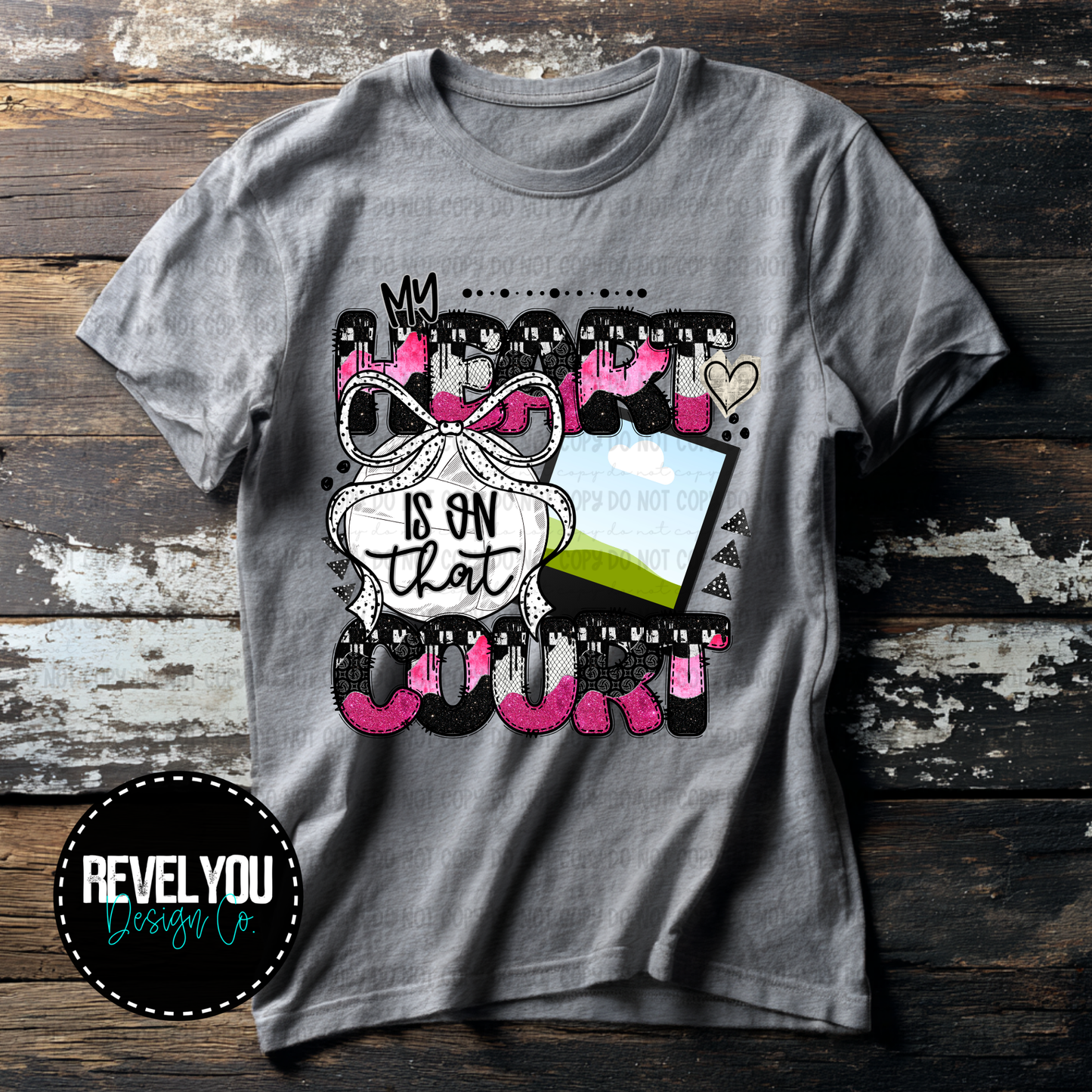 My Heart Is On That Court Volleyball BOW - Customize Your Photo - PNG