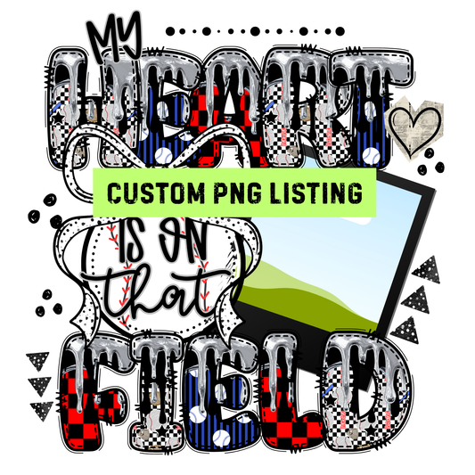 My Heart Is On That Field Baseball Bow - Customize Your Photo - PNG