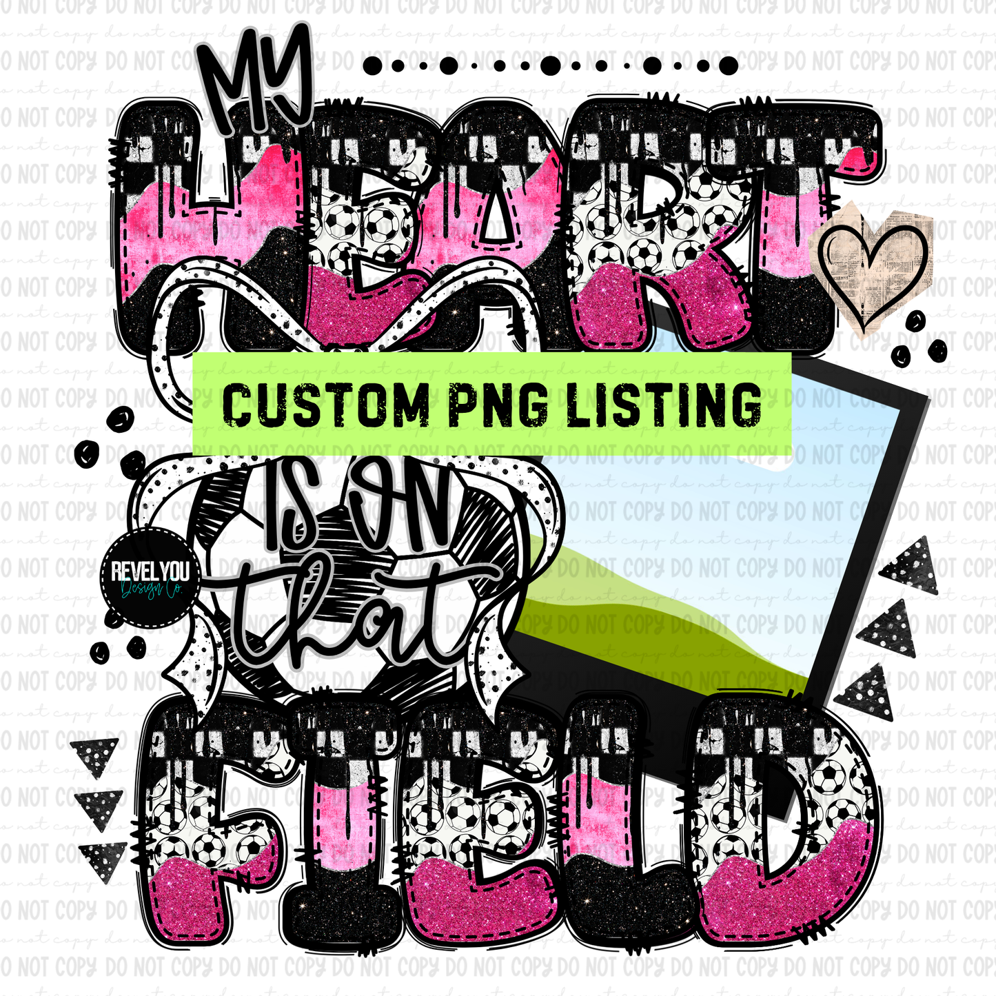 My Heart Is On That Field Soccer Pink Bow - Customize Your Photo - PNG