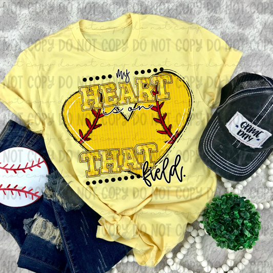 My Heart Is On That Field Softball Faux Glitter - PNG