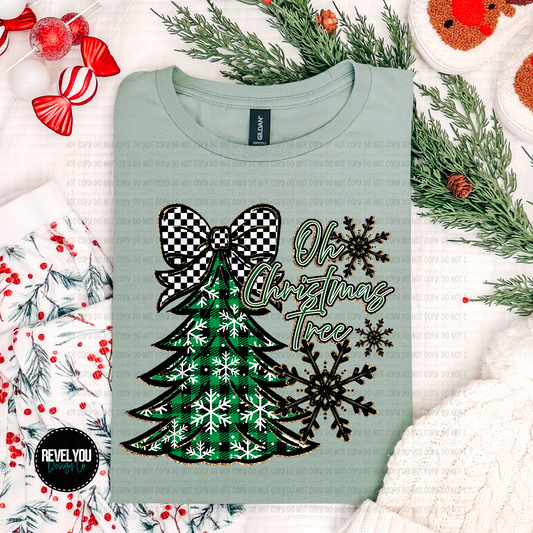 Oh Christmas Tree Bow Green - PNG
