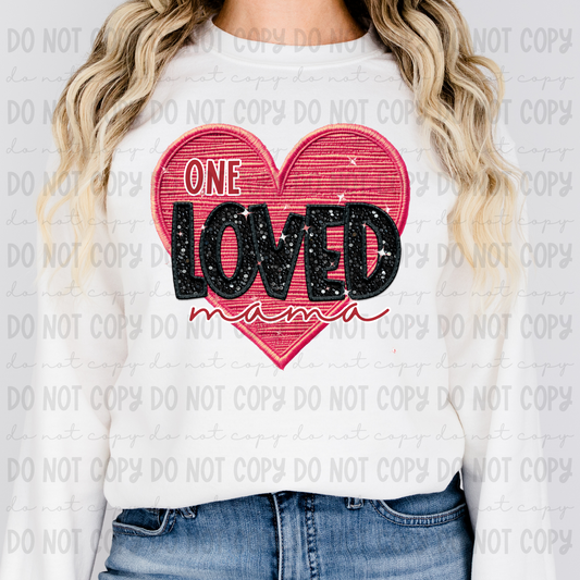 One Loved Mama Sequin Embroidery Heart - PNG