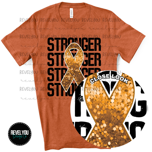 Orange Stronger Stack Faux Embroidery Sequin Look - PNG