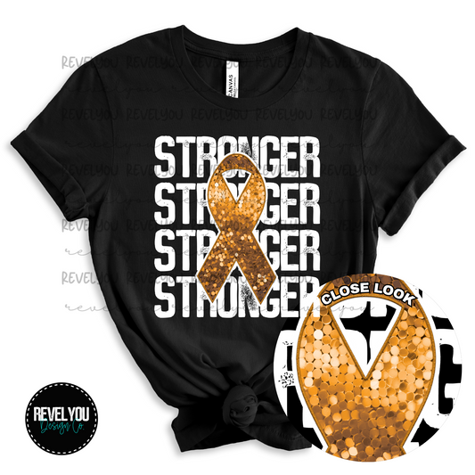 Orange Stronger Stack White Faux Embroidery Sequin Look - PNG