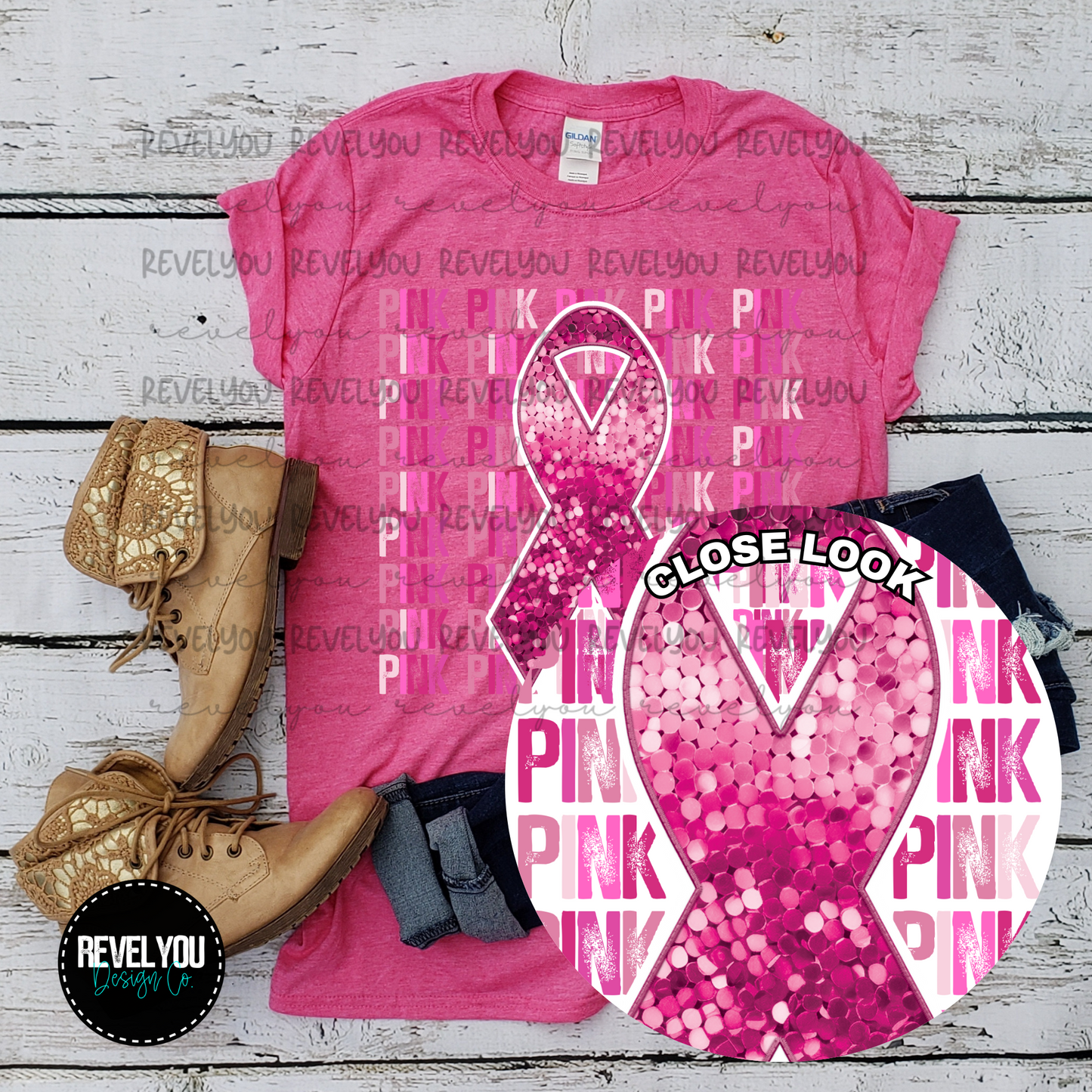 PINK Variation Stack With Ribbon Faux Embroidery Sequin Look - PNG