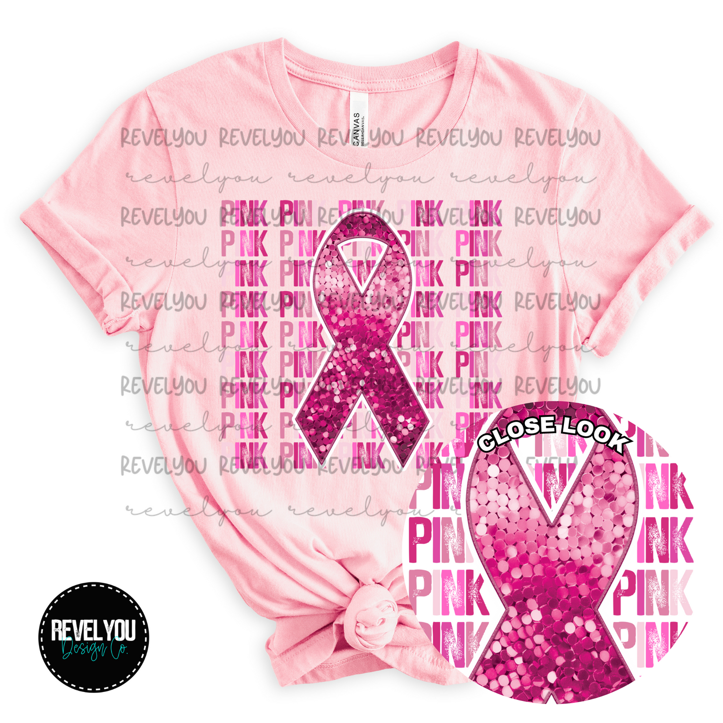 PINK Variation Stack With Ribbon Faux Embroidery Sequin Look - PNG