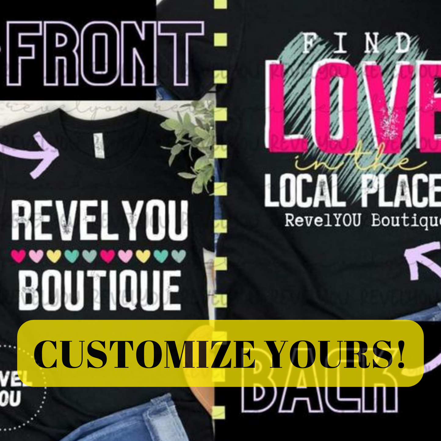 CUSTOMIZE**Love In The Local Places Front/Black Set Branded Logo - PNG