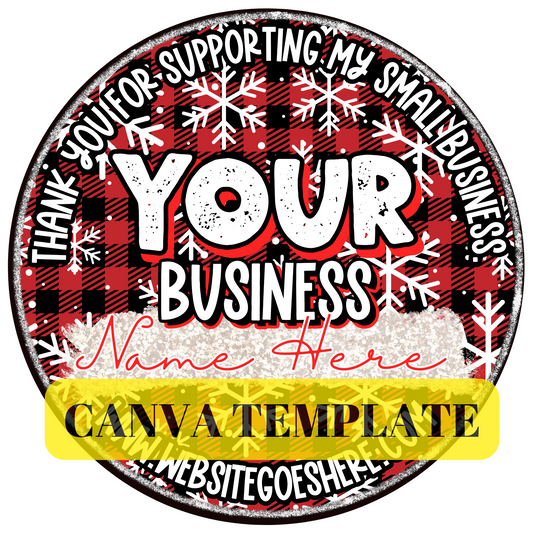 Red Plaid Thank You Circle - Canva Template