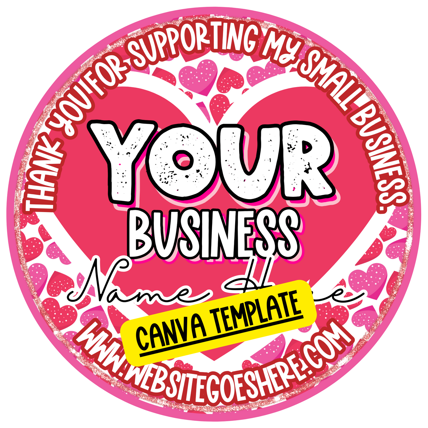 Pink Hearts Thank You Circle - Canva Template